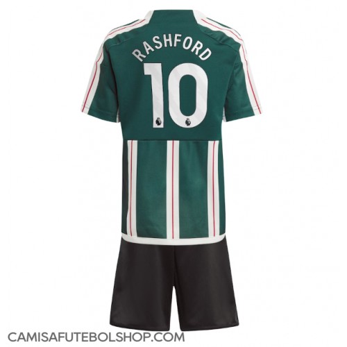 Camisa de time de futebol Manchester United Marcus Rashford #10 Replicas 2º Equipamento Infantil 2023-24 Manga Curta (+ Calças curtas)